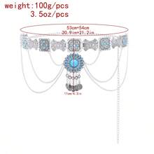 1 pieza Nueva llegada Cadena para la cintura de falso turquesa, decoración vintage con monedas y flecos para la cintura, joyería corporal bohemia para la playa