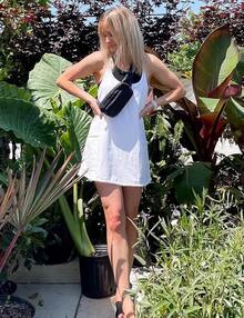 Women's Summer Sleeveless Mini Dress With Built-In Shorts - 白色 - 查看 9