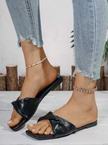 2025 Flat Sandals For Teens, Comfortable Versatile Slip-On Women Slippers