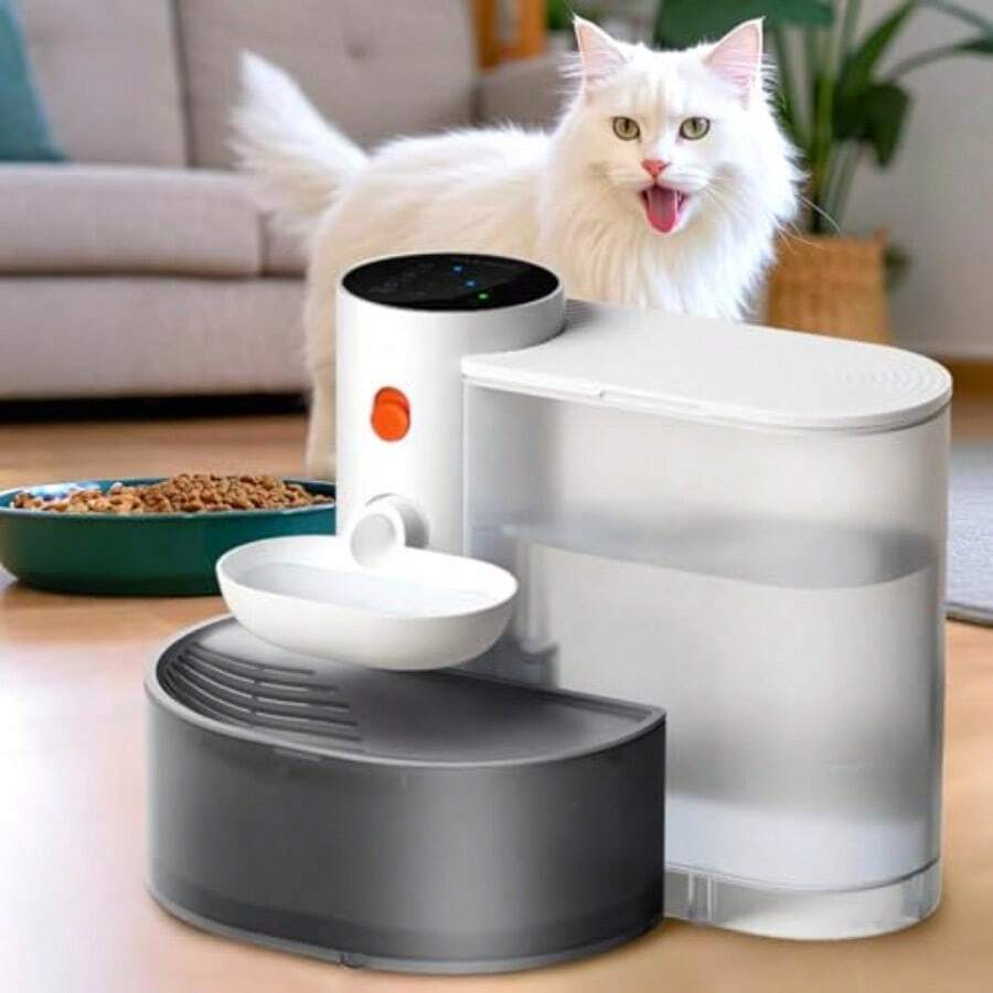 BowlCat Water Fountain No Filter Needed3.5L Large Filterless Automatic Smart Pet Water Fountain Wireless Pet Gravity Water Dispenser For Dogs And Cats Rechargeable Cat Intelligent Drinking WaterPet - White - View 1