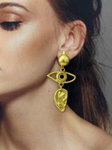 1 par de aretes de mujer con estilo vintage, aretes tipo gota con diseño de ojo del diablo en color mate y acabado vintage francés para damas