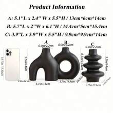 波西米亚风格 1/3 件白色陶瓷花瓶套装 - 非常适合香蒲，非常适合婚礼和家居装饰，非常适合客厅、卧室和咖啡桌的圆形中心装饰