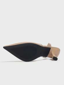 女士尖头踝带高跟鞋，简约时尚，适合派对、休闲、户外、日常通勤，杏色PU鞋跟，优雅 - 杏色 - 查看 8