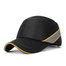 Casco de  de tela de red de alta visibilidad anti-colisión, gorra de trabajo, estilo de gorra de béisbol, protección para la cabeza, reparación - Negro - Ver 8
