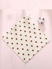 4 件新生儿方形手帕、纱布婴儿面巾、卡通婴儿口水围兜 - 米色 - 查看 4