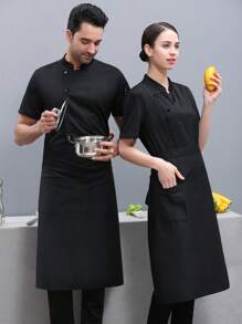 Uniforme de verano de manga corta para chef, diseño completamente transpirable de malla, agradable para la piel y sin sensación de ahogo, unisex, estilo clásico de solapa única, elegante y de moda, chaqueta de chef para catering, panadería, cocina de hotel, restaurante, cafetería, chaqueta de chef personalizada premium