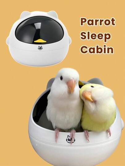 透气可拆卸鹦鹉睡眠舱 | 半封闭舒适鸟巢箱，无需安装宠物巢，大容量适合鹦鹉/鹀/珍珠，无需电池