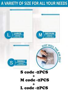 无需气泵，手卷袋，透明旅行收纳袋，真空压缩袋，防尘卷袋，旅行压缩袋，旅行箱和游轮必备，适合旅行、毕业季、返校季 - 無色 - 查看 8