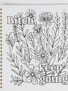 1本精美成人水彩画放松书 - 搞笑脏话花卉图案涂色书，让你捧腹大笑 - 完美的圣诞节减压礼物 - 彩色 - 查看 4