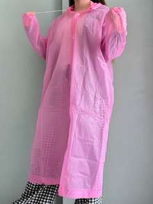 1 件可重复使用的便携式透明全身雨衣，EVA 加厚一体式雨衣，男女通用成人学生户外旅行雨披，防风防水，适合骑自行车、徒步旅行、休闲女士风格，保持干爽时尚 - 粉色 - 查看 6