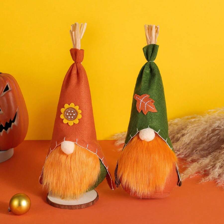 秋季侏儒秋季装饰向日葵侏儒鲁道夫无面侏儒娃娃感恩节装饰圣诞节用品、客厅装饰、办公室装饰、书桌装饰家居装饰万圣节装饰秋季装饰 - 彩色 - 查看 1