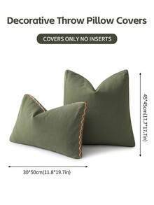 2 件象牙色亚麻荷叶边枕套，波西米亚农舍装饰靠垫套，适用于客厅、餐厅和卧室（不含枕芯）