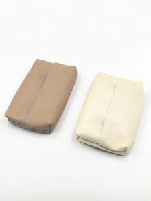 1 PC PU Leather Tissue Box (Beige/Gray/Brown/Khaki) – Nordic-Style Soft Leather Desktop Tissue Holder For Living Room, Bedroom, Study, And Home Use - Multicolor - View 17
