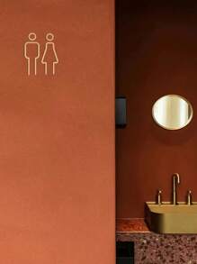 1pc 3D Acrylic Restroom Sign, Unisex - Black And Golden, Easy Door Mount For Hotels And B&Bs, Men's Restroom Women's Restroom Bathroom Wall Stickers Signage Toilet Door Sign WC Signage, Home Decor, Restroom Decor