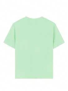 1 pieza Camiseta de manga corta con cuello redondo y estampado gráfico informal para niñas y estudiantes en verano, camiseta de moda joven con estampado de letra en inglés que inspira