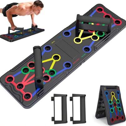 Push Up Board Exercise & Fitness Portable Foldable Strength Training Pushup Stands Home Workout Equipment Multi-Functional Fitness Floor Chest Muscle Exercise For Man And Women