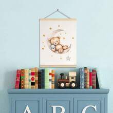 1件婴儿房墙饰。泰迪熊主题儿童房墙画，月亮星星图案儿童房装饰画，可爱小熊气球海报，儿童房装饰，婴儿礼物，复古可爱励志海报，儿童礼物。女孩房装饰，游戏室装饰，幼儿房墙饰。 - 彩色 - 查看 7