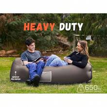 Inflatable Sofa, Easy Installation, Extremely Comfortable, Ultra-Light Inflatable Lounge Chair, Portable, Waterproof, Leak-Proof Design, Very Suitable For Hiking, Camping, Beach Vacations And Music Festivals, Light Air Sofa, Relax Anytime, Anywhere - Taupe - View 3