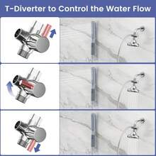 Dog Shower Attachment, Dog Shower With Metal Diverter, Pet Shower Attachment For Fast And Easy Dog Bathing, 3 Spray Modes One-Button Switch 8-Foot Hose For Indoor And Outdoor - 藏蓝色 - 查看 7