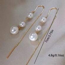 1 paire de boucles d'oreilles vintage à perles et à franges pour femme, élégantes et haut de gamme, convenant à un port quotidien