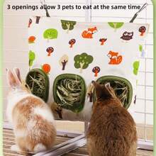 Hay Bag For Rabbits 3-Hole Hanging Hay Feeder Guinea Pig Hay Bags, Hay Feeder For Rabbits Chinchillas Hamsters Small Pets And Animals - Multicolor - View 5
