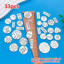 Mix 33pcs Alloy Antique Silvery Circular Letter Plates And A Series Of Charming Pendants Accessories, Suitable For DIY Necklace, Earring, Keychain Jewelry Making Fashion Accessories.