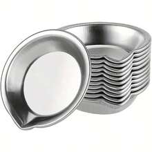 12 Piece/6piece Stainless Steel Paint Palette Set, Round Mixing Trays For Artists, Durable Metal Art Supplies For Home And School Use - Silver - View 12