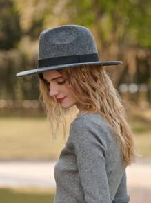 1pc Women's Solid Color Woven Band Retro British Style Cloche Hat, Autumn/Winter