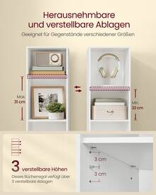 VASAGLE Bücherregal,offenes Aufbewahrungsregal, Standregal,für Wohnzimmer, Homeoffice, Esszimmer,Wolkenweiß