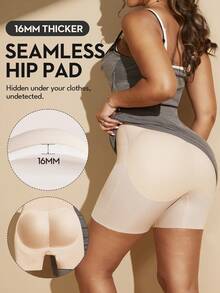 1件装女士塑身腰部无缝提臀塑形衣带衬垫连衣裙增肌塑身衣，圣诞连衣裙内衣收腹平腹紧身裤内裤短裤内衣三角裤腰部训练器臀部衬垫假垫臀部塑形器 - 杏色 - 查看 3