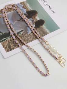 1 Bag With Shoulder Strap, Simple Style, Thin Chain, Diagonal Span, Zinc Alloy Material, DIY Accessory, Adjustable And Retractable Bag Chain, Mobile Phone Hanging Rope Chain, Bag Chain, Mobile Phone Hanging Rope Chain, Women's Shoulder Strap