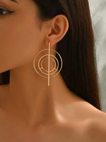 1 par de pendientes de diseño geométrico de alambre metálico en espiral para mujer, de estilo europeo y americano exagerado, adecuado para diario, estilo callejero, casual, nicho, accesorios