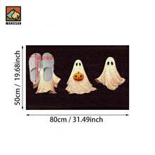 1 pièce Tapis antidérapant de salle de bain avec motif de citrouille fantôme d'Halloween, en matériau de cachemire artificiel, avec décoration moelleuse, convient pour les portes, les salles de bain, les cuisines et autres occasions, lavable en machine, antidérapant, décoration quotidienne, peut être offert en cadeau
