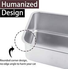 Stainless Steel Cat Litter Box For Adult Cats Or Kitty/Kitten 18"X14"X6" Rust-Proof, High Side, Non Stick, No Smell, Easy To Clean Metal Cat Litter Box - 大號:17.5 英吋長 x 13.6 英吋寬 x 6 英吋高 - 查看 3