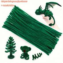 100/200/300/500/1000 件优质白色雪尼尔管道清洁器套装，带教学视频 - 灵活毛绒工艺棒，适用于 DIY 项目、圣诞装饰等 - 翠綠色 - 查看 19