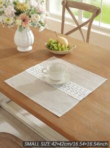 1 pezzo Centrotavola in misto poliestere e lino con pizzo traforato e fiori idrosolubili, minimalista e raffinato, rustico e naturale, eleganza vintage, essenziale per la cucina, può essere usato come runner per tavolo da pranzo, sottopiatto, decorazione per mobile, tavolino, supporto TV, per riunioni domestiche, decorazioni per feste e matrimoni, interno ed esterno, disponibile in varie misure, adatto per tutte le stagioni