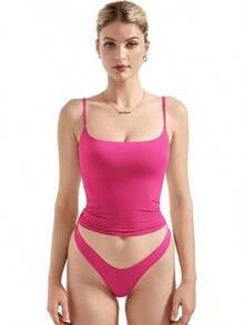 Suuksess Women Sexy Square Neck Tank Top Summer Y2K Going Out Basic Cami Shirt