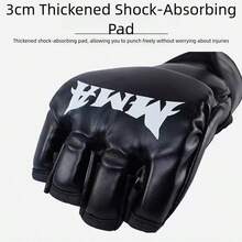 A Pair Of Adult Half-Finger MMA Boxing Training Gloves, Suitable For Sanda, Muay Thai, MMA, UFC And Other Sports. White, Red, Black