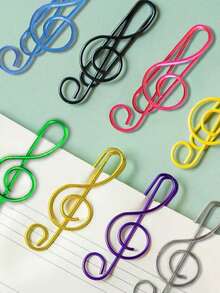 Set de 10/30/80 piezas de clips de papel con forma de nota musical, 6 colores mezclados, material de metal, accesorios de oficina con tema musical, adecuados para marcadores de libros, oficina, cuadernos escolares, útiles escolares, temporada de regreso a clases