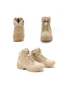 Men's Military Tactical Work Boots Hiking Motorcycle Combat Bootie - Khaki - View 8