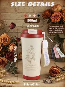 1pc Elegant Orchid Design Insulated Water Bottle, Suitable For Water, Coffee, Tea Or Sports Drinks, Double-Wall Stainless Steel Vacuum Insulated Tumbler, Reusable For Bicycle, Backpack, Office, Car, School, Party, Camping, Ideal Gift (Bottle Sleeve Sold Separately)
