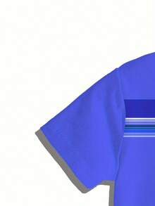 Conjunto Esportivo Casual Masculino, Camiseta e Shorts Estampados 3D de Verão, Tecido de Malha Respirável - Azul - Visão 5