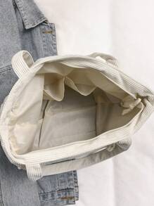 1 pieza de bolso de hombro de pana con gran capacidad, color liso, múltiples bolsillos, bolsa de compras, regalo del Día de la Madre para mamá, bolsa plegable para escuela, trabajo, viaje, bolsa escolar para graduados, adolescentes, estudiantes de primer año