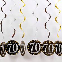 1set Rose Gold PVC Spiral Happy Birthday Swirl 18/21/30/40/50/60/70/80 Years Old Hanging Ornaments Birthday Party Decorations Birthday Decor