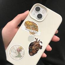 50pcs/Pack Vintage Travel Map Sticker Set - Matte Finish, Suitable For Scrapbooking, Laptop, Phone Case, Etc., Mixed Colors