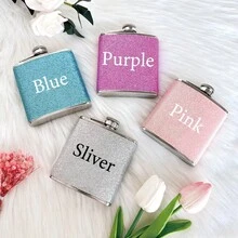 1pc Personalized Bridesmaid Flask, Laser Engraved With Birthday Floral Pattern, Bridesmaid Gift, Bachelorette Party Gift, Birthday Gift For Her