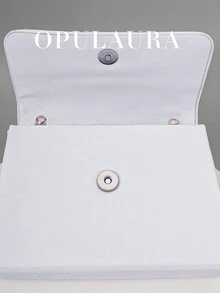 OpulAura 女士浪漫仿珍珠手提包，奢华天鹅绒晚宴包，手拿包，适合派对/婚礼/约会/圣诞节、生日活动、正式场合，配有可拆卸链条 - 白色 - 查看 4