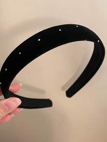 1 băng đô đính đá phong cách Hàn Quốc, vòng tóc xốp màu pastel lấy cảm hứng từ Dopamine, phụ kiện tóc dự tiệc tối giản thanh lịch và ngọt ngào - Vàng nhạt - Xem 4