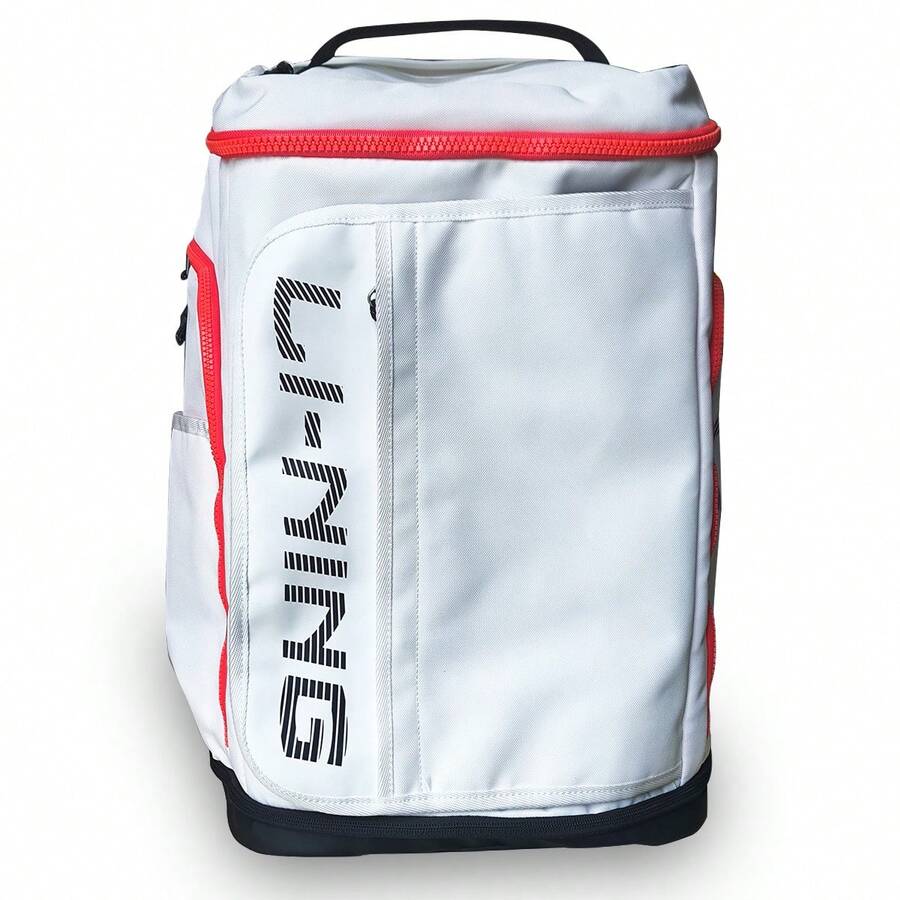 LI-NING Serie Profesional de Baloncesto. Mochila práctica, deportiva y elegante diseñada para ejercicio, viaje y almacenamiento. Hecha de poliéster, bolso de doble hombro de gran capacidad. Modelo unisex, ABSV359 - Blanco - Ver 1