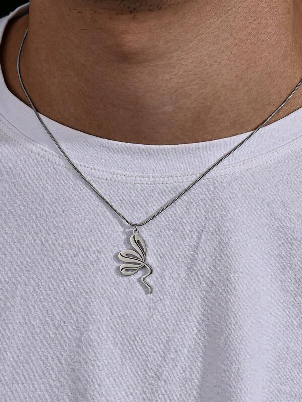1pc Minimalist High Quality Stainless Steel Polished Geometric Pattern Necklace, Suitable For Daily Wear For Men